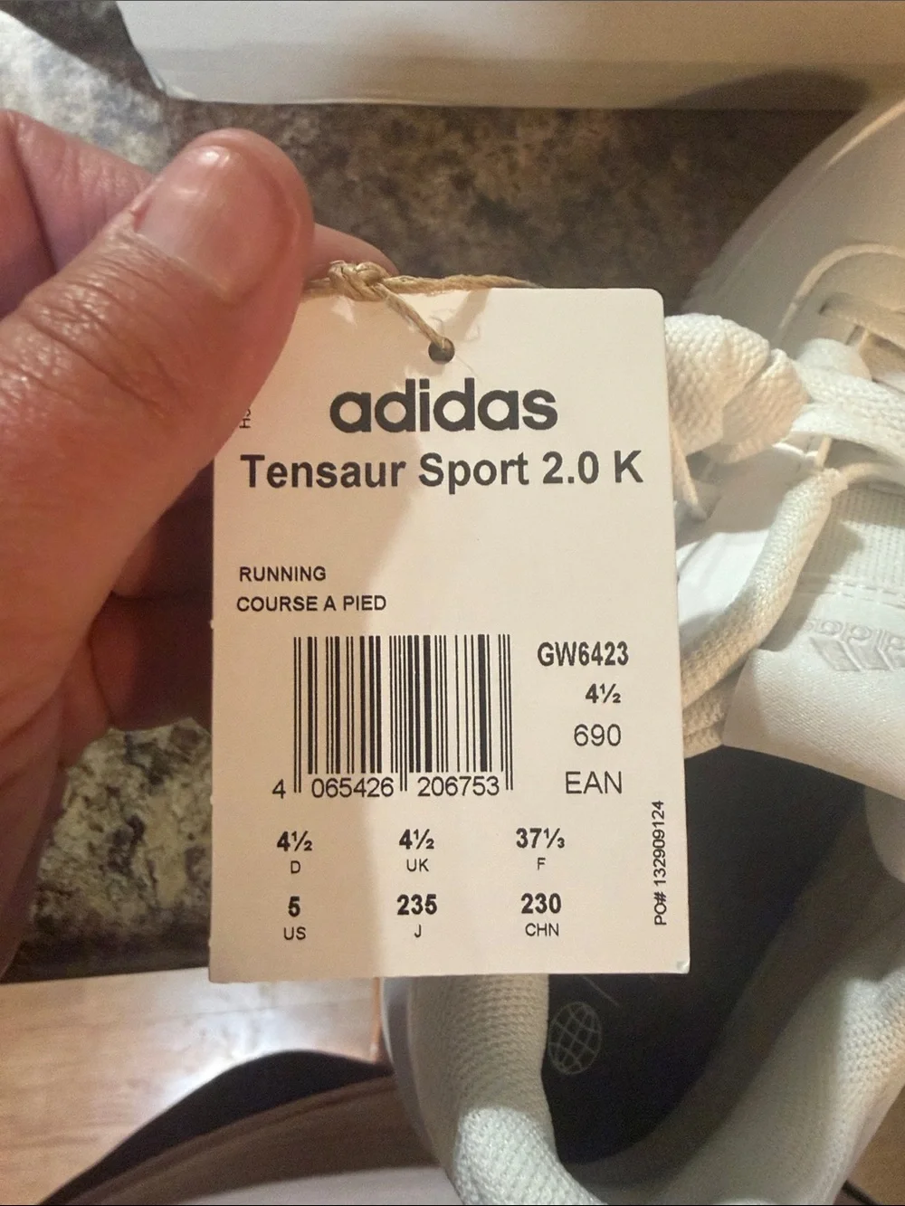 adidas Kids Sz 5 White Low-Top Sneakers